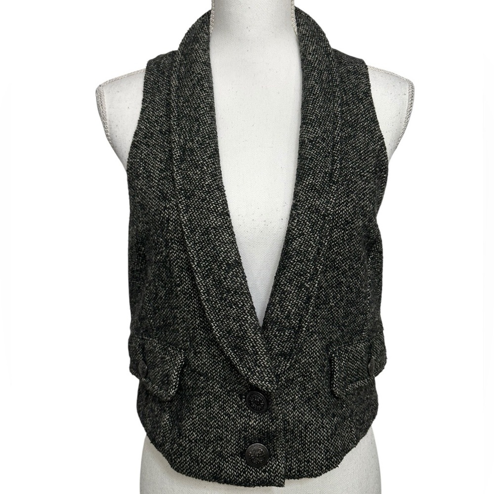 FREE PEOPLE / Black & Tan Tweed Style Vest / Extra Small / Bohemian Festival Emo